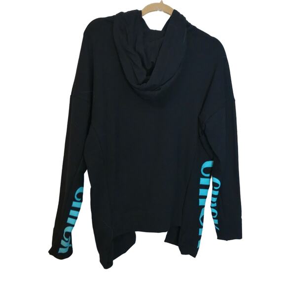 Chick NYC Womens Black Neon Asymetric Logo Hoodie Sweatshirt Size XS New - Picture 4 of 7